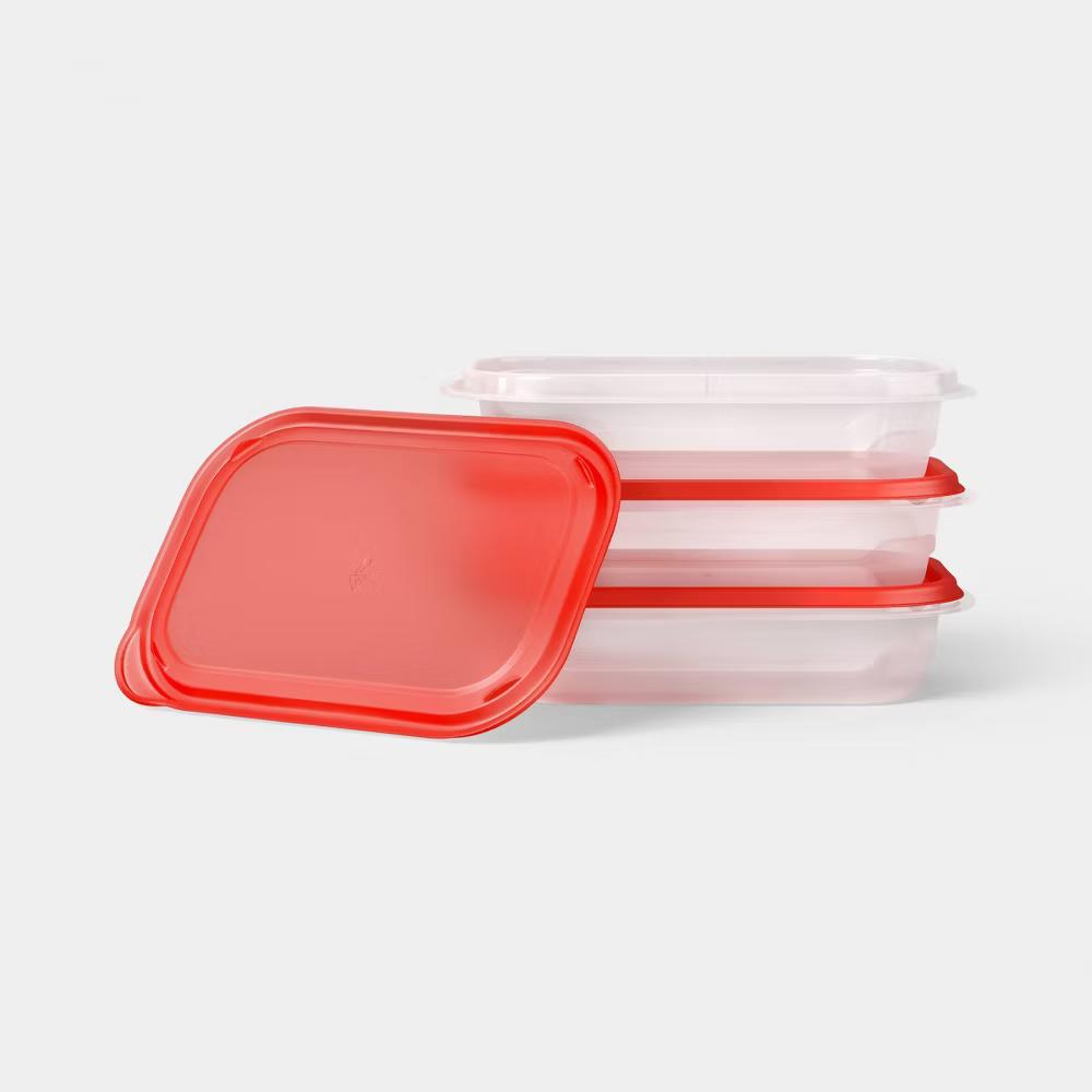 Medium Rectangle Food Storage Containers - 32oz/3ct