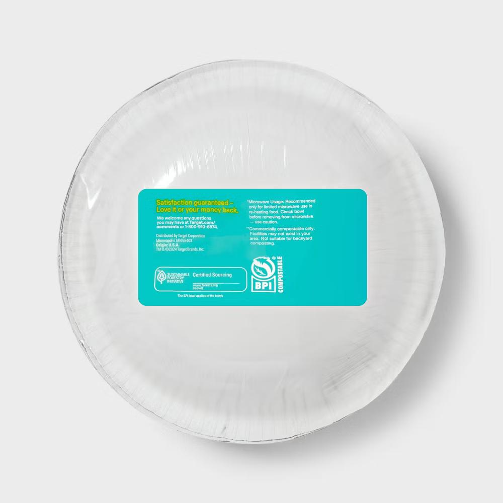 Dots Paper Bowl - 12oz/40ct - Round Disposable Dinnerware with Polka Dot and Sun Patterns, 6" Diameter - Image 2