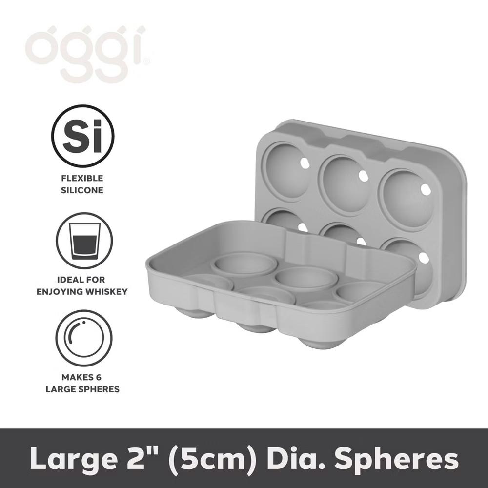 Oggi 6 Large Ball Ice Tray Gray