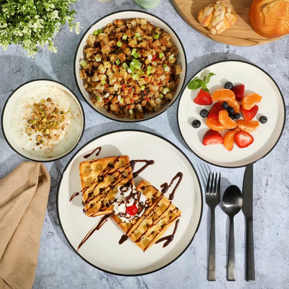 Oslo 16-Piece Porcelain Plates and Bowls Dinnerware Set - Image 28