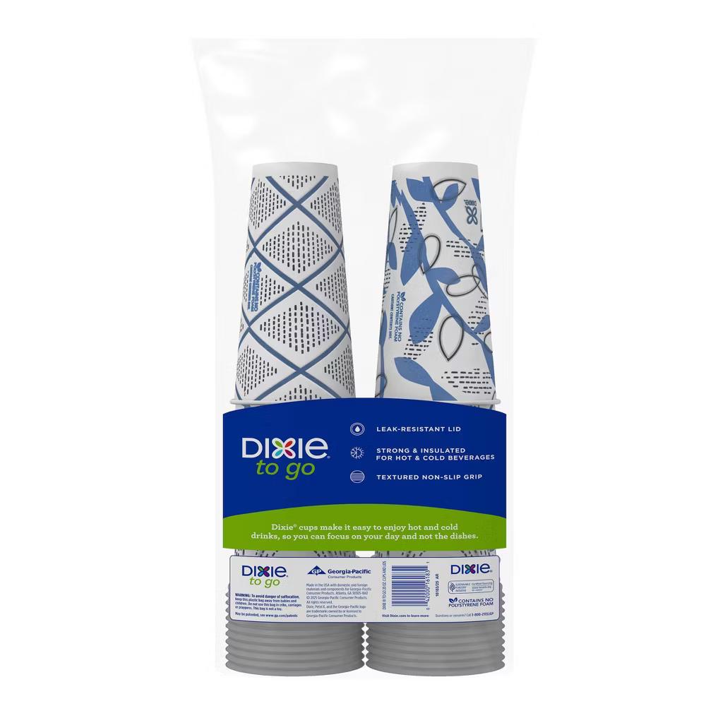 To Go Disposable Hot Cups & Lids - 20ct/20oz: Insulated paper, assorted pattern - Image 5