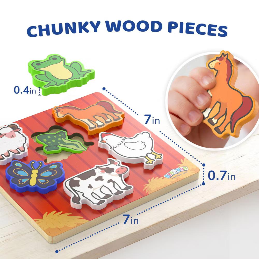 Wooden Puzzles for Toddlers 1-3, Life Cycle Animal Toddler Puzzles, Montessori Toys - Image 6