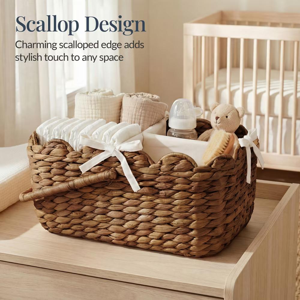 Diaper Caddy Organizer for Baby, Large Portable Nursery Organizer w/ Divider & Handles - Natural - Image 5