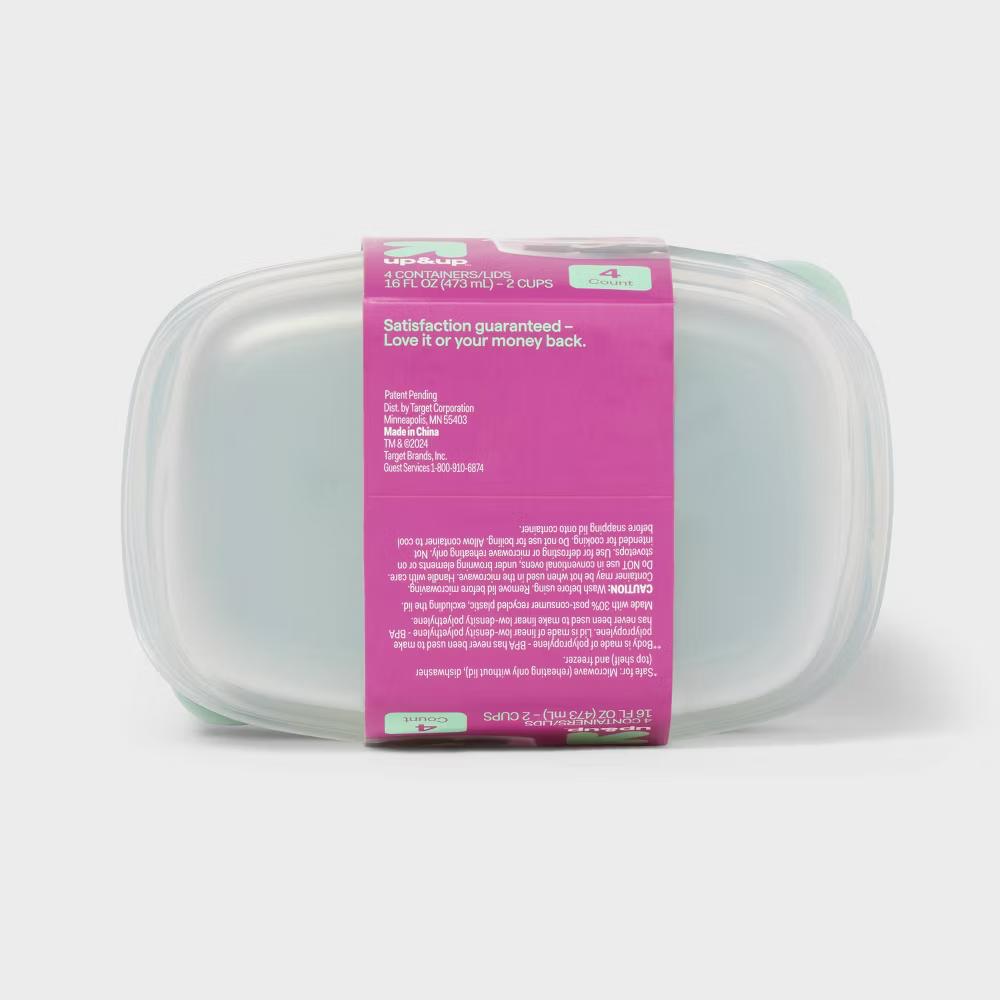 Snap & Store Small Rectangle Food Storage Containers - 16 fl oz/4ct - Stackable Design, BPA-Free - Image 3