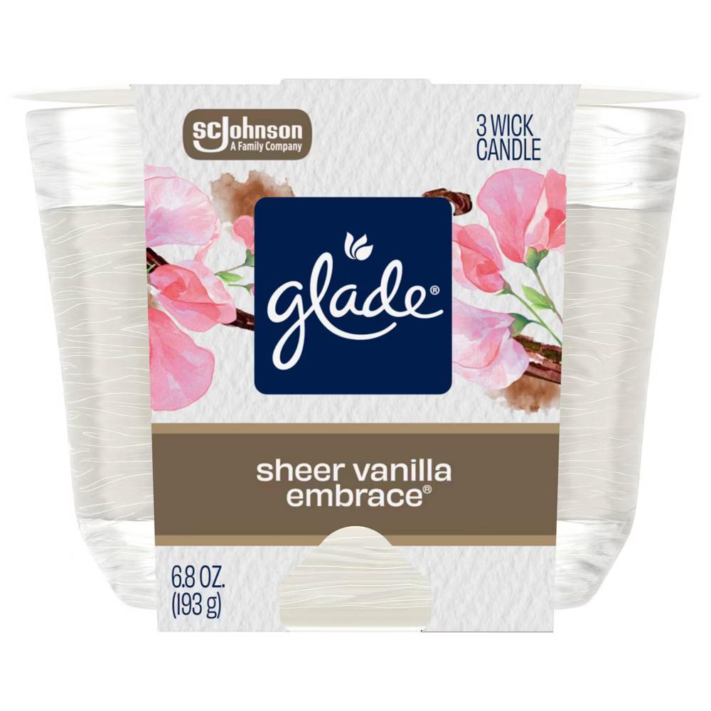 Glade 3 Wick Scented Candle in Glass Jar - Sheer Vanilla Embrace - 6.8oz: Indoor, 30-Hour Burn Time, Christmas & Thanksgiving Decor - Image 5