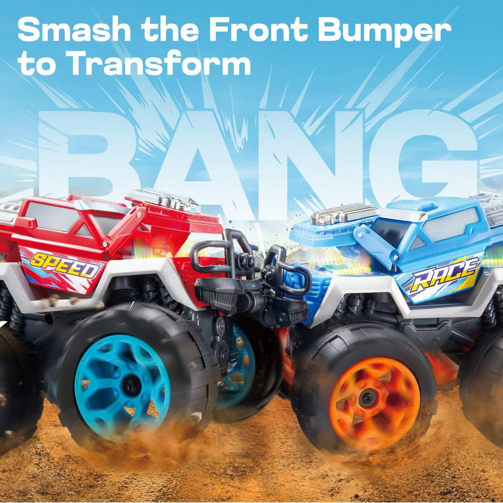2Pcs Smash & Bump Monster Truck Toys,Crash Cars Toys with Sounds & Flashing Lights,Toddler Toys Christmas Birthday Gifts for Boy Age 3 4 5 6 7
