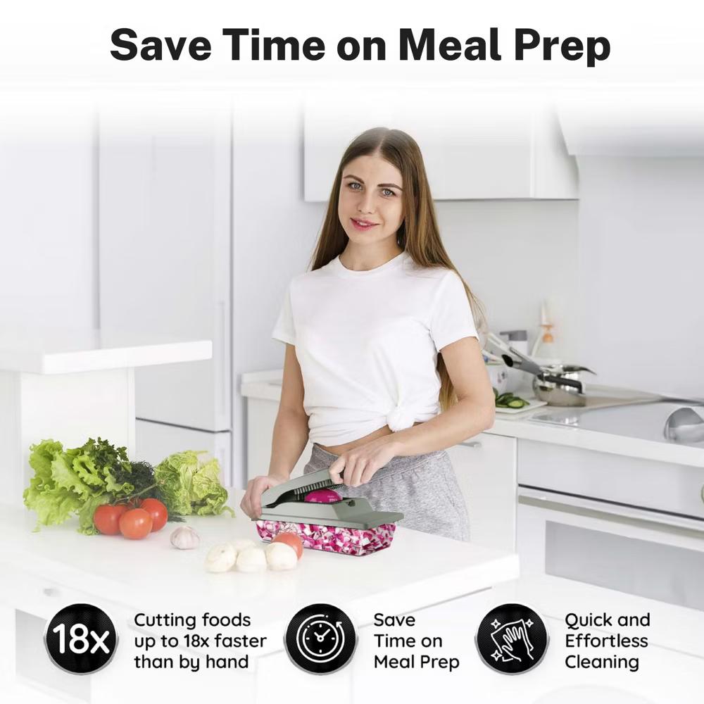 As Seen On TV NutriSlicer XL 7 Piece Vegetable Mandoline Slicer Chopper Dicer with Container & Blades - Image 28