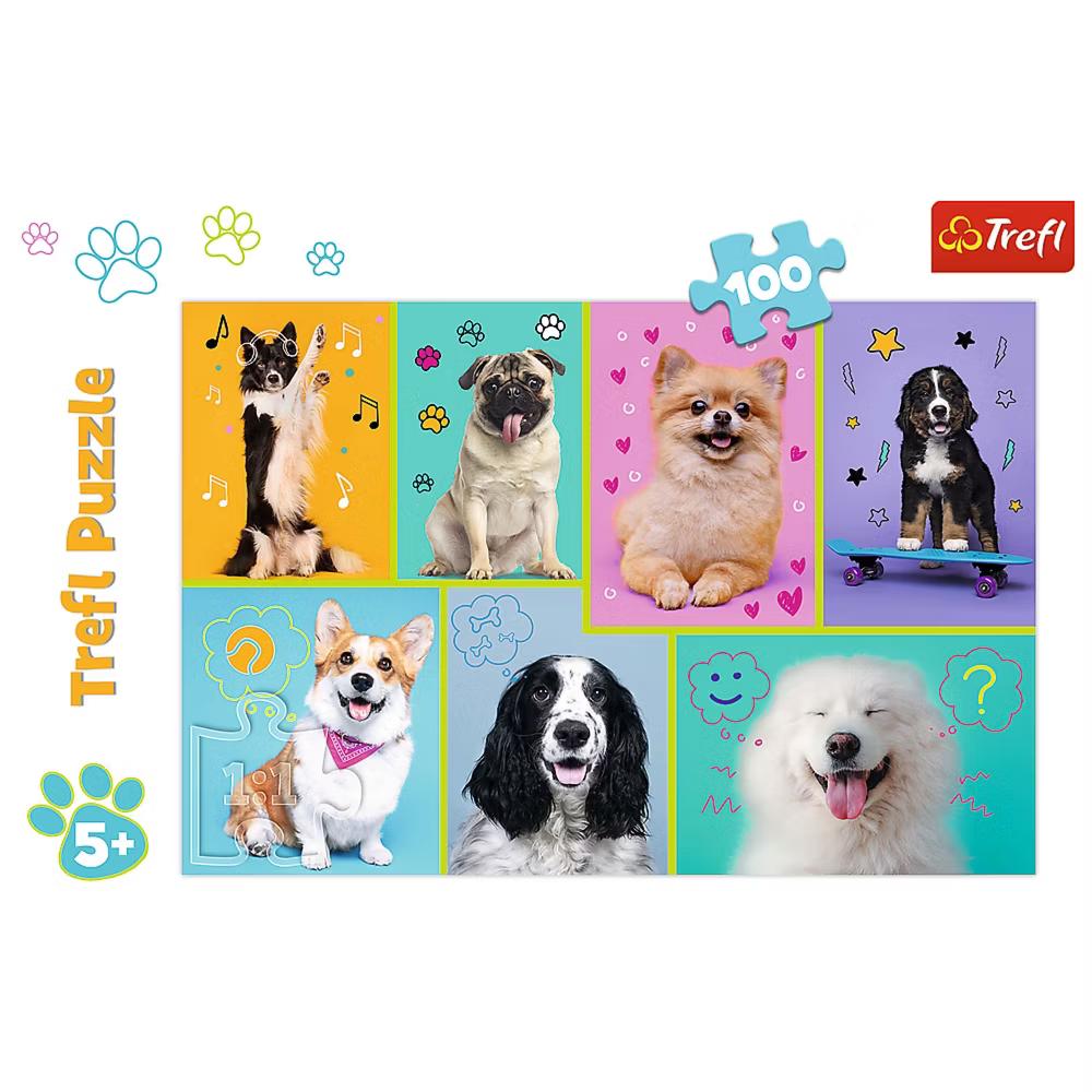 Red 100 Piece Kids Puzzle - In the world of dogs - Image 3