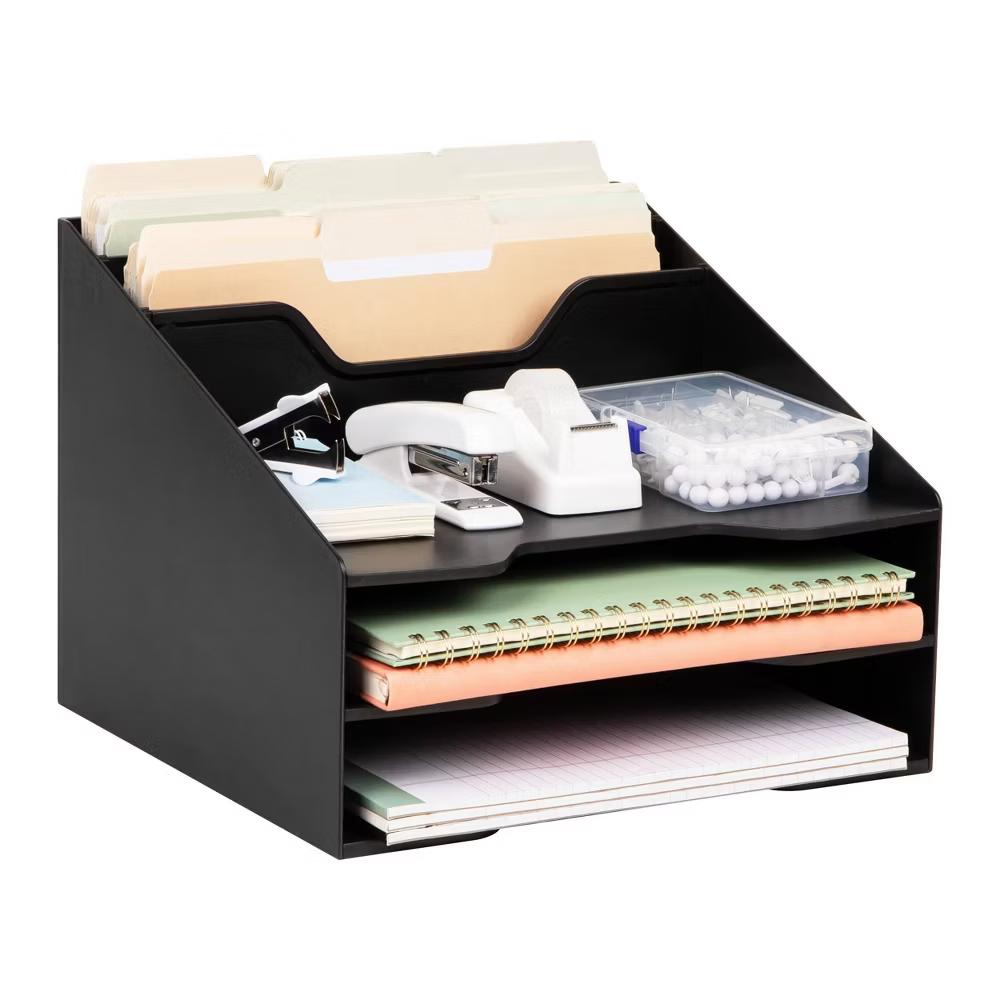 3-Tier Plastic Desk Organization Set Black - Image 3