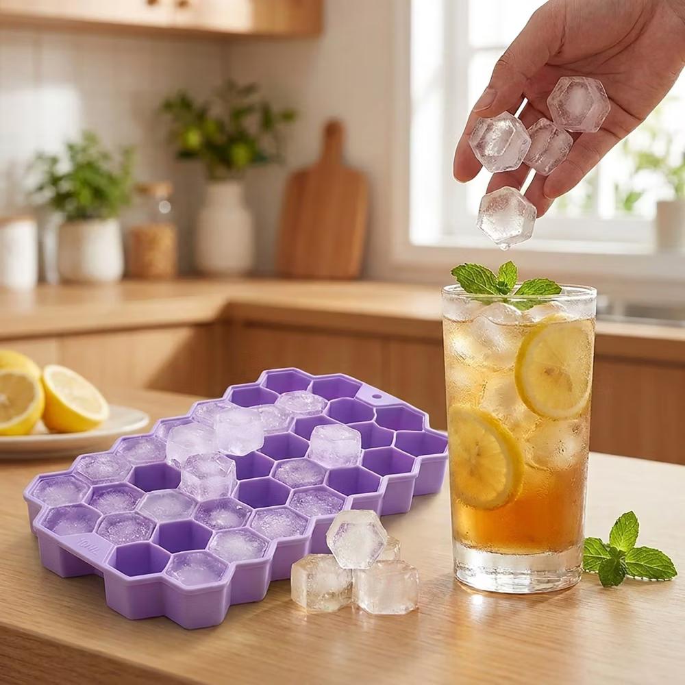 Alilang 2-Piece Honeycomb Ice Cube Tray - 37-Grid Flexible Mold with Spill-Resistant Lid - Image 17