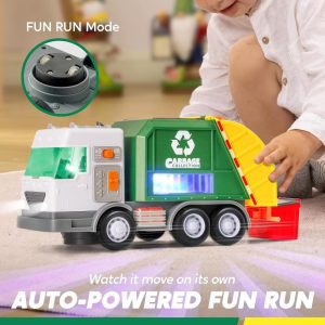 LED Garbage Truck Toy with Lights Sounds, Toy Truck with Dumpster, Bump & Go Car, Easter Christmas Birthday Gift for Boys Girls Age 2 3 4 5
