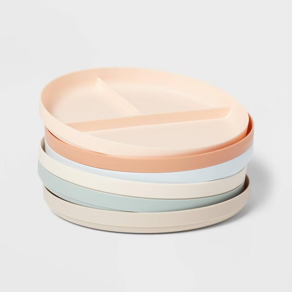 Kids' 6pc 7.4" Plastic Round Divided Plate - Microwave & Dishwasher Safe, Toddler Dining - Image 3