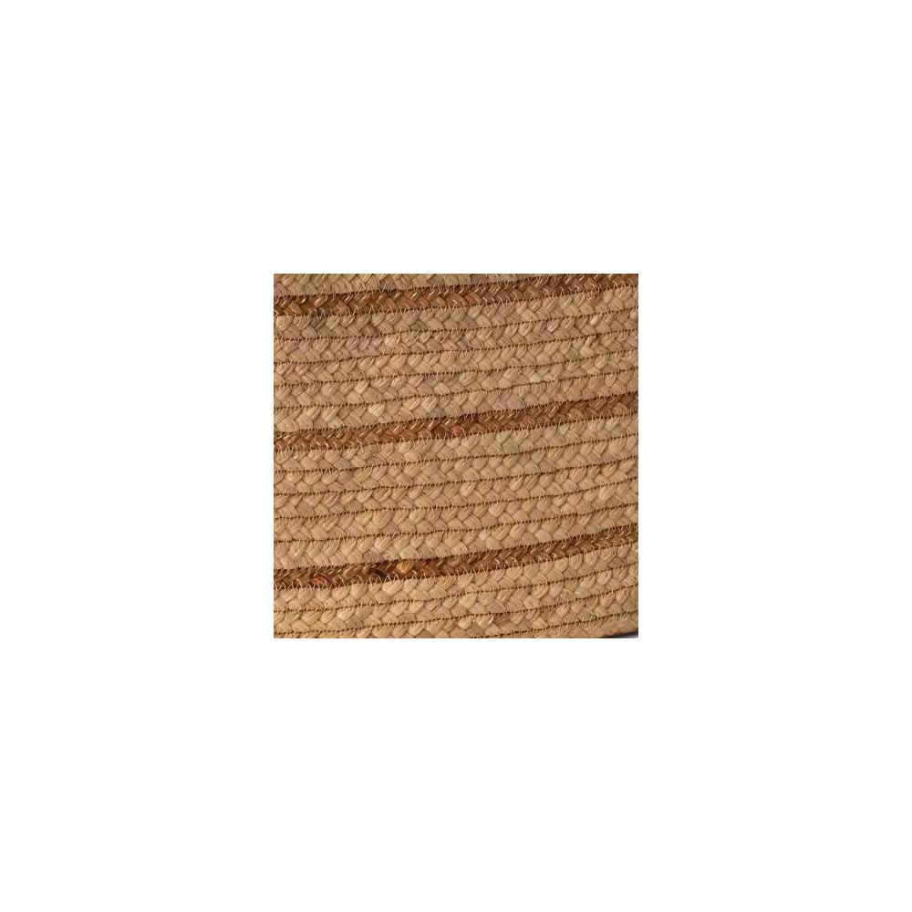 Braided Water Hyacinth Basket with Faux Leather Handles - Image 5