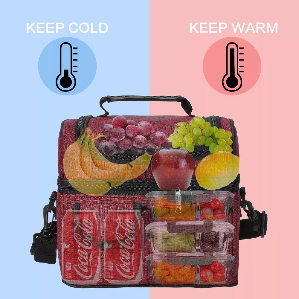 Dual Compartment Insulated Lunch Bag, Leakproof Lunch Tote with Front Pocket, Insulated Lunch Cooler Bag with Back Mesh Pocket - Image 50