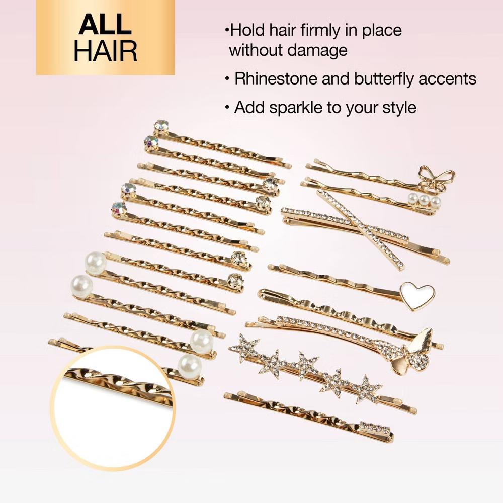 Rhinestone and Pearl Embellished Metal Bobby Pins - All Hair - 20pcs - Image 5