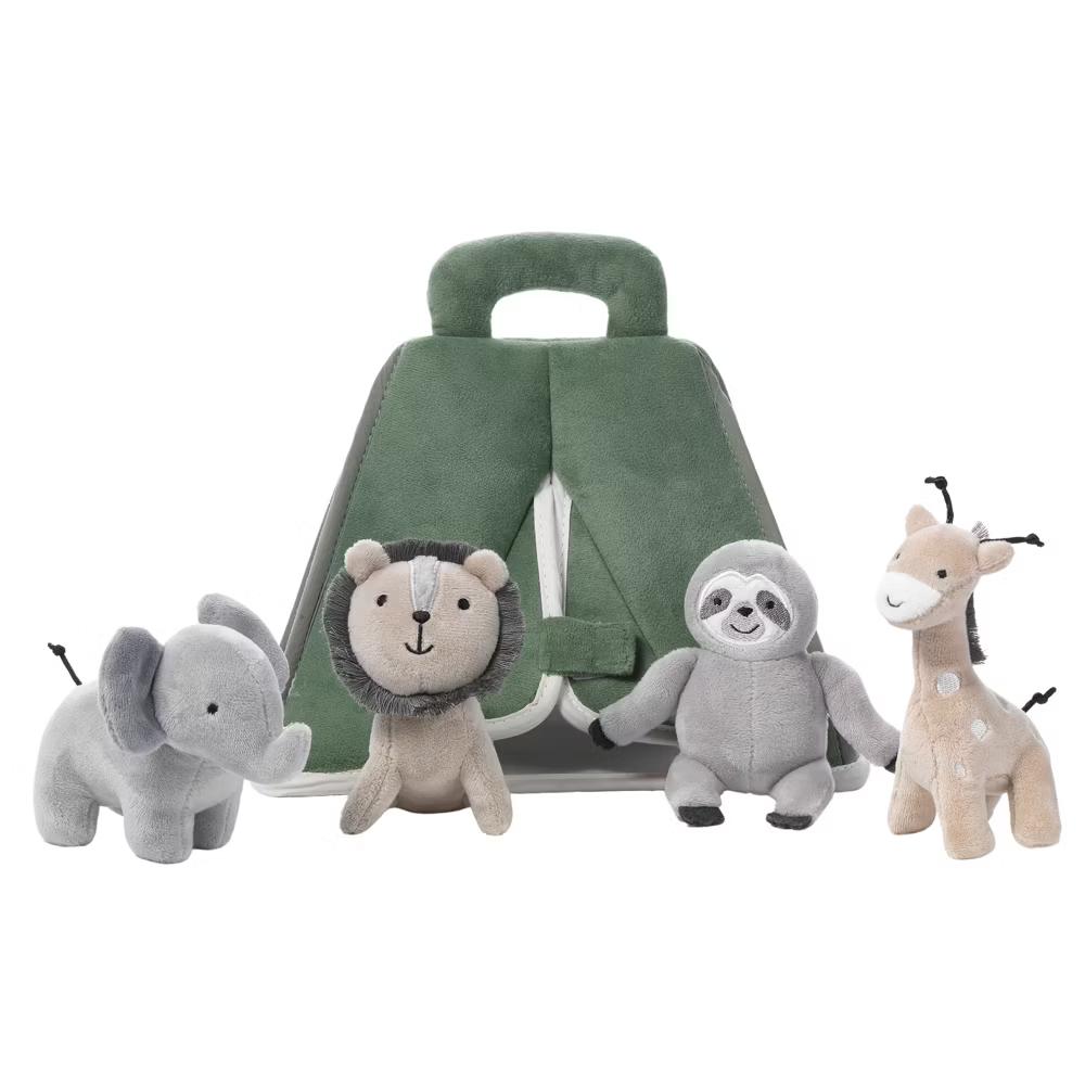 Interactive Plush Safari/Jungle Green Tent with Stuffed Animal Toys - Image 3