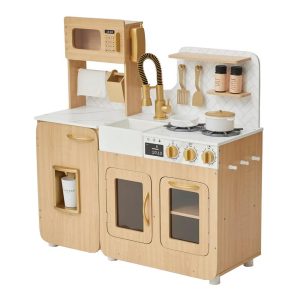 Little Chef Cyprus Wooden Play Kitchen Set with 14 Toy Accessories