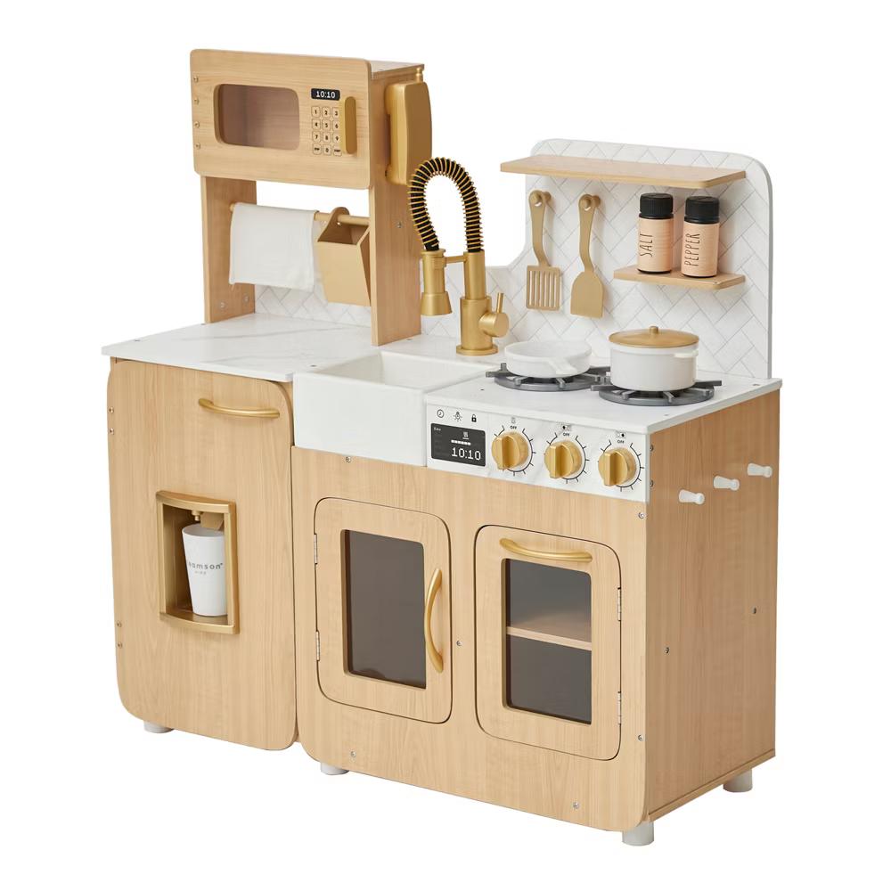 Little Chef Cyprus Wooden Play Kitchen Set with 14 Toy Accessories