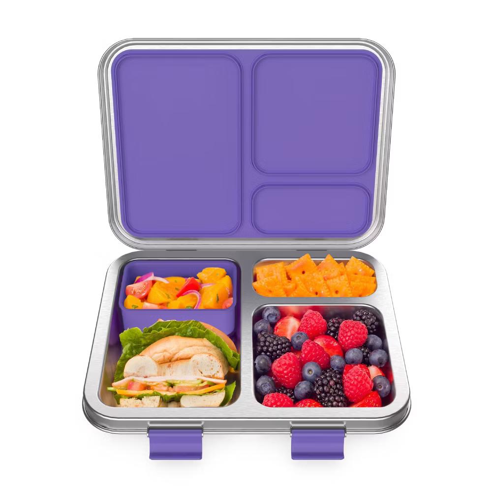 Kids' Stainless Steel Leakproof 3 Compartments Bento-Style Lunch Box - Image 30