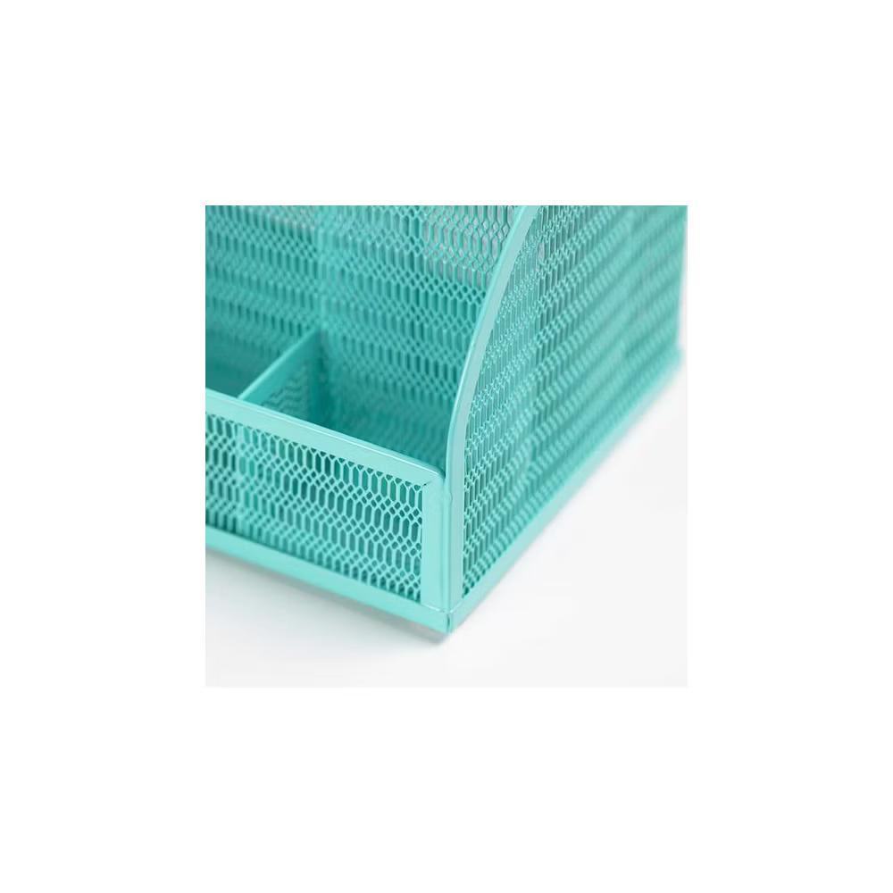 Blu Monaco Desk Organizer with Drawer - Small Metal Mesh Organizer Available in Aqua, Gold, and Pink - Image 11