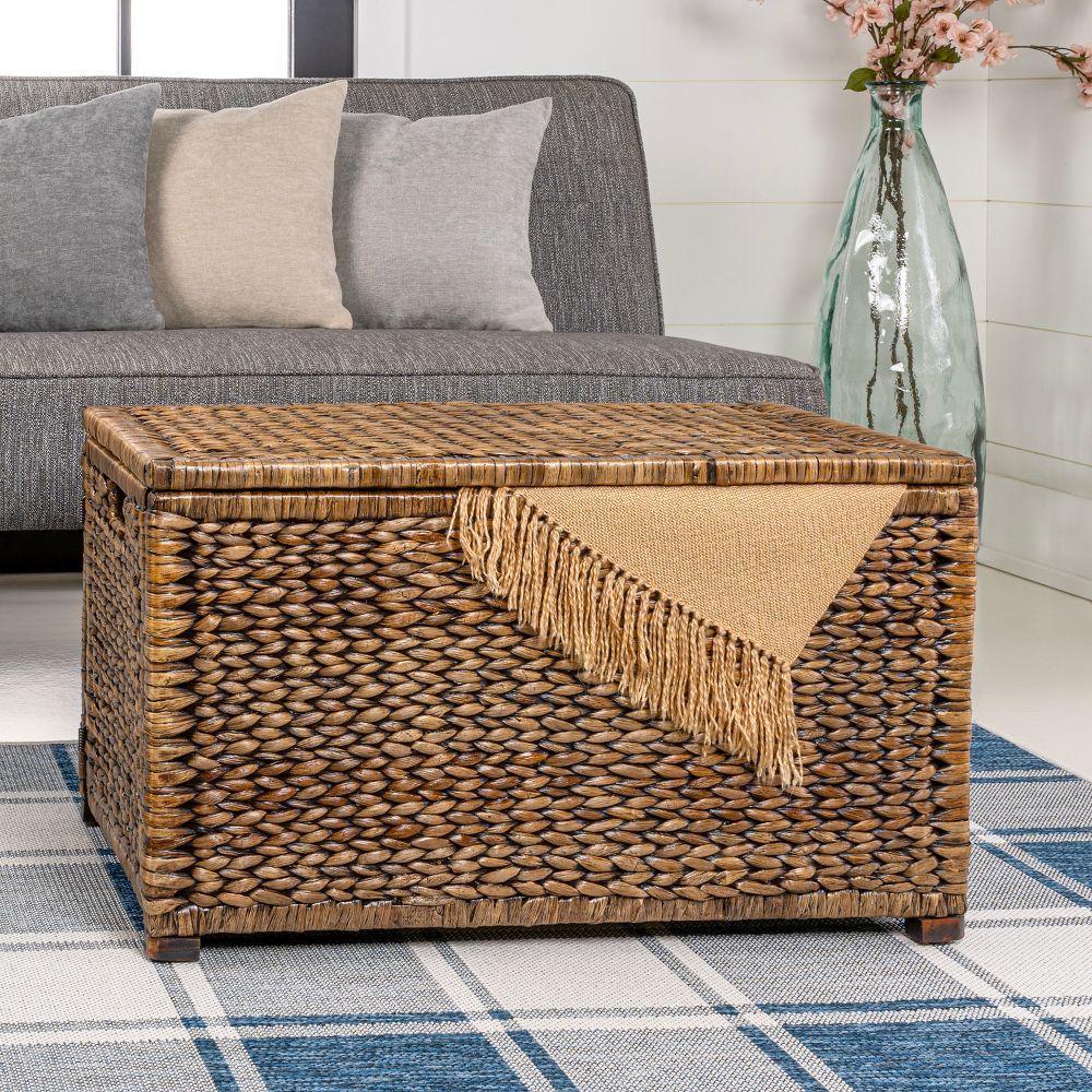 happimess Anada 30" Handwoven Wicker Weave Storage Trunk - Image 2