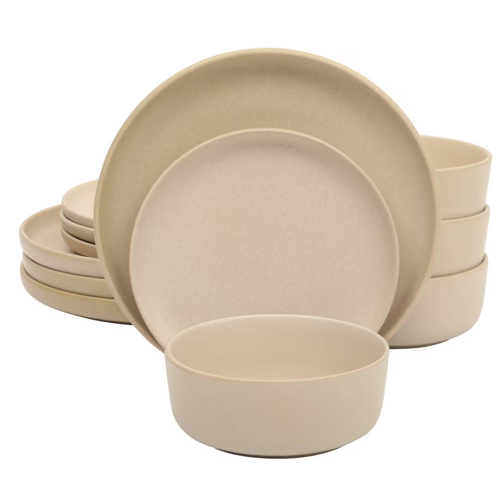 Pasco 12 Piece (Service for 4) Plates and Bowls Reactive Glaze Dishes Stoneware Ceramic Dinnerware Set - Image 17
