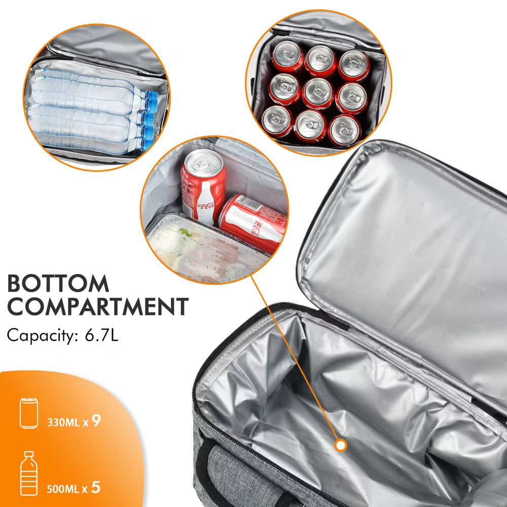 Dual Compartment Insulated Lunch Bag, Leakproof Lunch Tote with Front Pocket, Insulated Lunch Cooler Bag with Back Mesh Pocket - Image 29