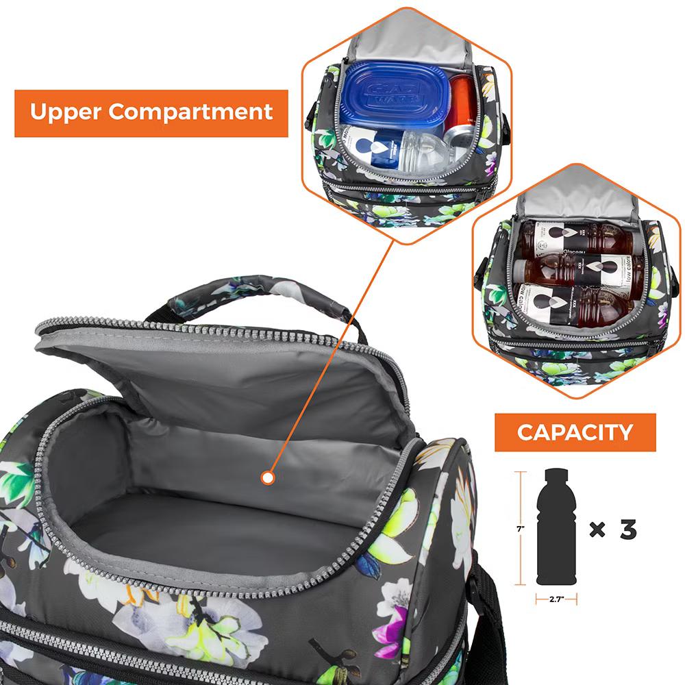 Double Decker Lunch Box Men Women, Insulated Leakproof Cooler Bag Adult Work, Dual Compartment Pail Tote Boys Girls Kids - Image 21