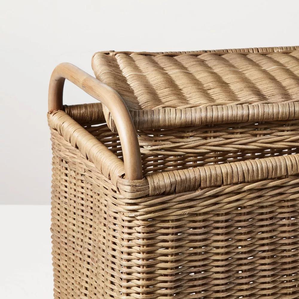 Large Rattan Storage Basket with Lid - with Magnolia - Image 4