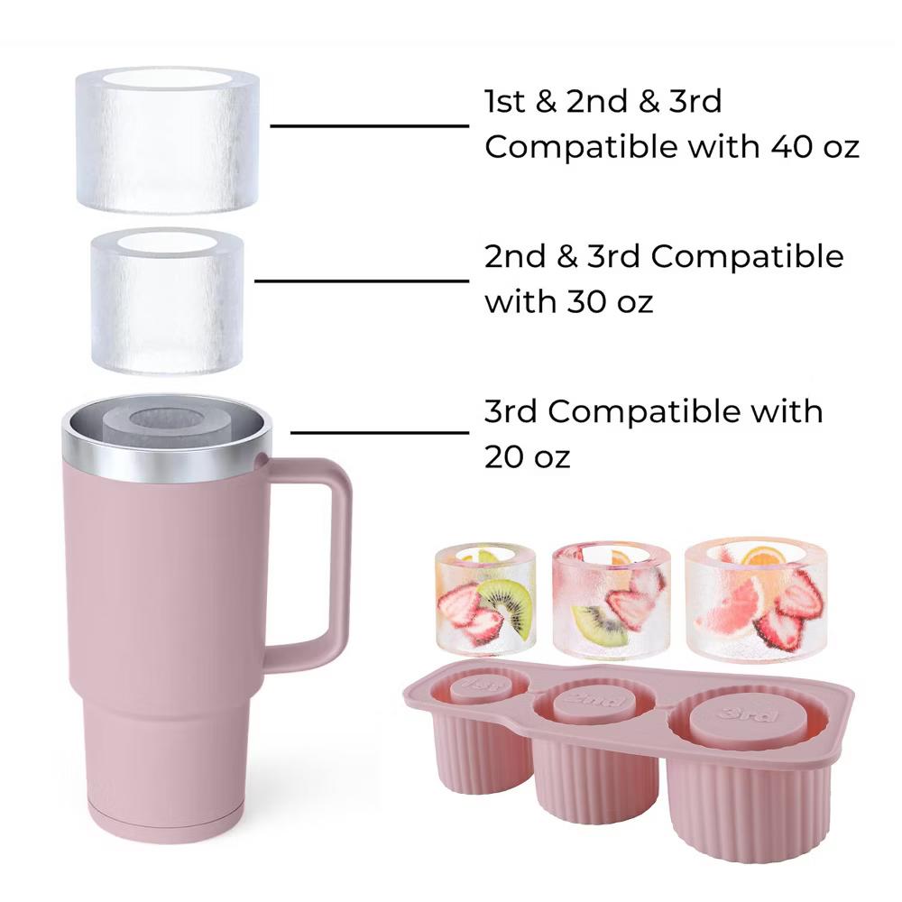 40oz Silicone 3 Tier Tumbler Ice Mold with Lid - Image 10