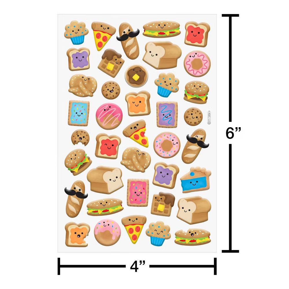 Puffy Stickers for Kids/3D Bread/Food/and Treats 39ct - 1 Sheet - Image 2