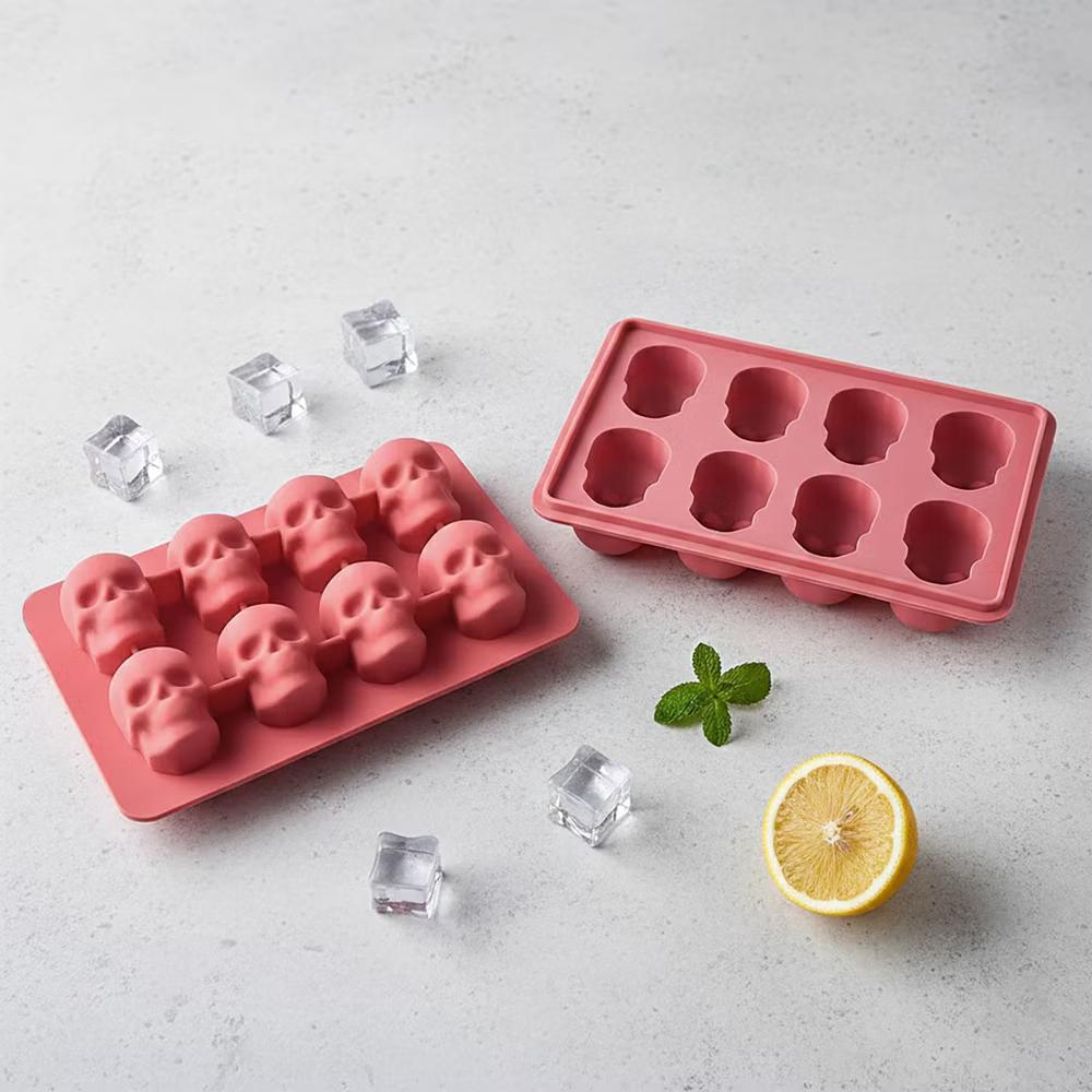 Alilang Women's 2-Pack Skull Silicone Ice Cube Tray 8-Cavity Flexible Nonstick Halloween Drink Mold - Image 11