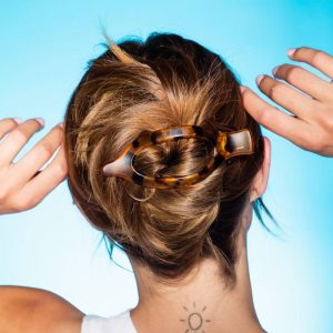 Lay Back Oval Claw Clips for Medium Hair - Black/Tort - 2ct