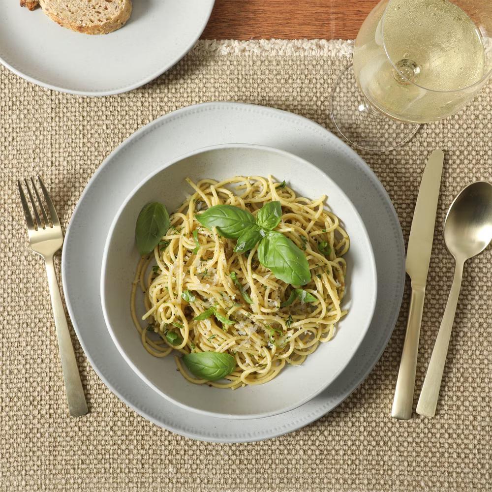 Menlo Park 16-Piece Stoneware Dinnerware Set – Reactive Glaze, Embossed Plates and Bowls, Service for 4 - Image 2
