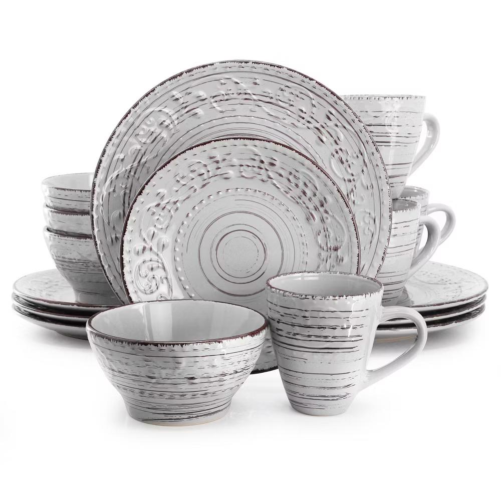 Malibu Sea Glass 16-Piece Dinnerware Set in Dark Green - Image 21