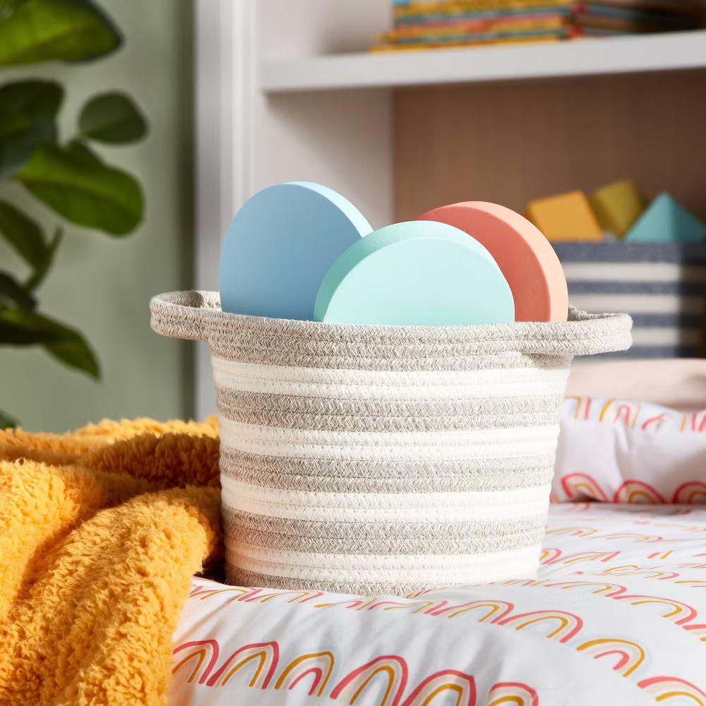 Striped Coiled Kids' Rope Basket - Image 7