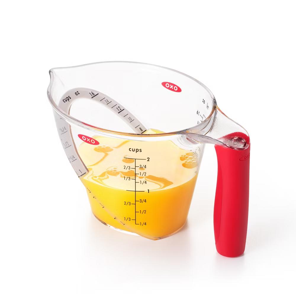 2 Cup Angled Measuring Cup: Clear Plastic, Dishwasher-Safe, Lifetime Warranty, 7" Width, 4.1" Height - Image 2
