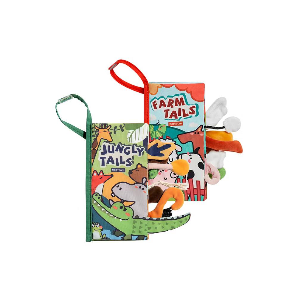 Bc Babycare Baby Soft Cloth Book with Crinkle Pages and 3D Tails, with Multicolored Pattern, Washable Sensory Toy - Image 4