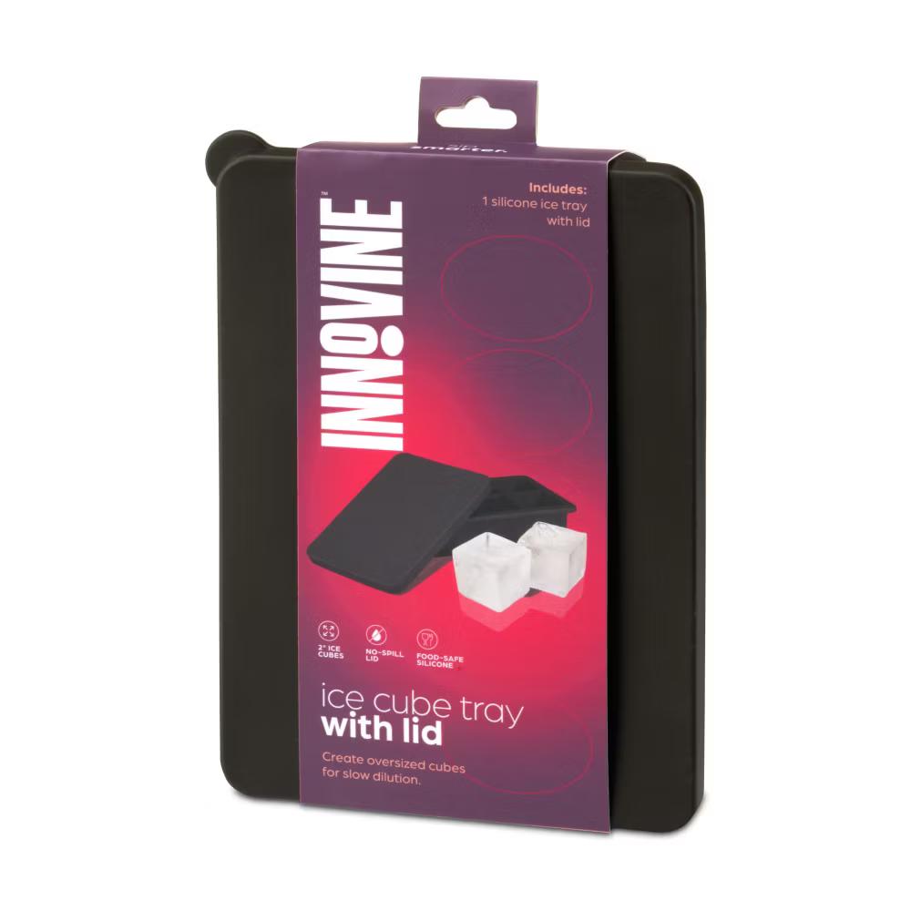 Innovine Ice Cube Tray with Lid for Whiskey, Iced Coffee, Juice, Soda, Silicone Mold for Chocolate, Candle, Makes 2? Cubes, Kitchen Gifts, Black - Image 4