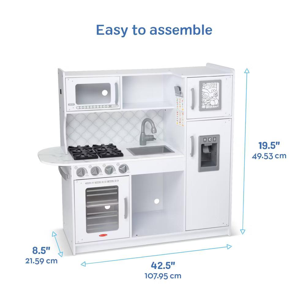 Wooden Chef's Pretend Play Toy Kitchen With "Ice" Cube Dispenser – Cloud White - Image 7