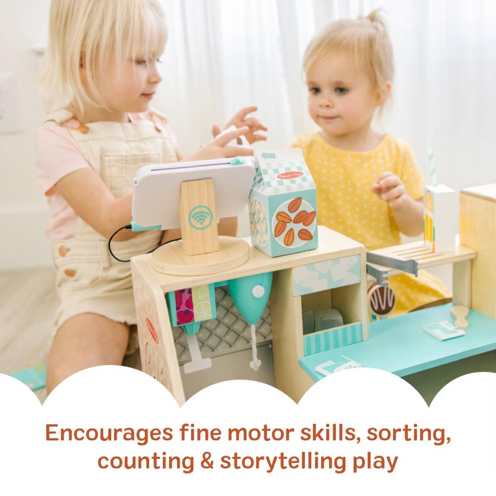 Wooden Café Barista Coffee Shop (35pc): Creative Pretend Play Set, Kitchen Accessories Included - Image 4