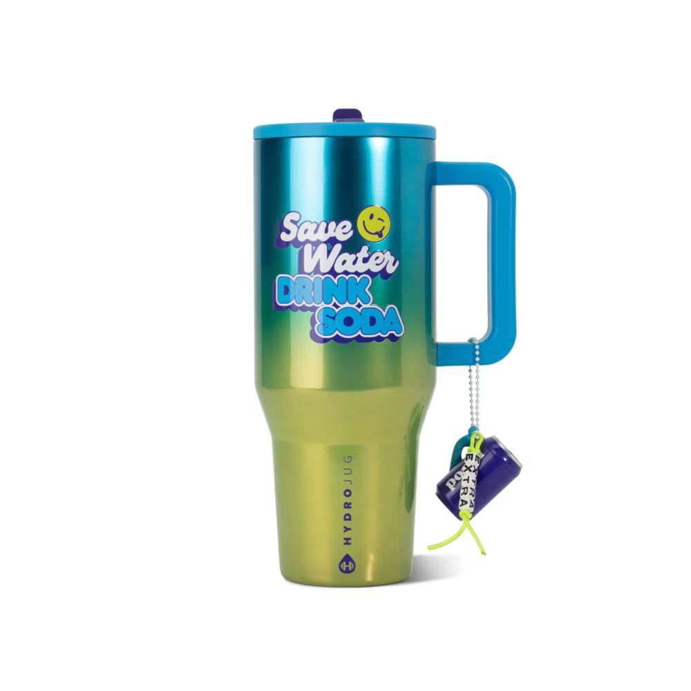 HydroJug x Poppi 40 fl oz Stainless Steel Straw Tumbler Green Degrade Smiley Face - Image 5