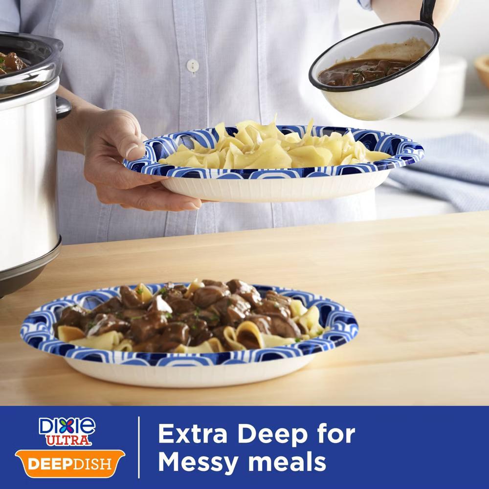 Ultra Deep Dish Disposable Paper Plates 9"- 28oz/40ct: Abstract Pattern - Image 5