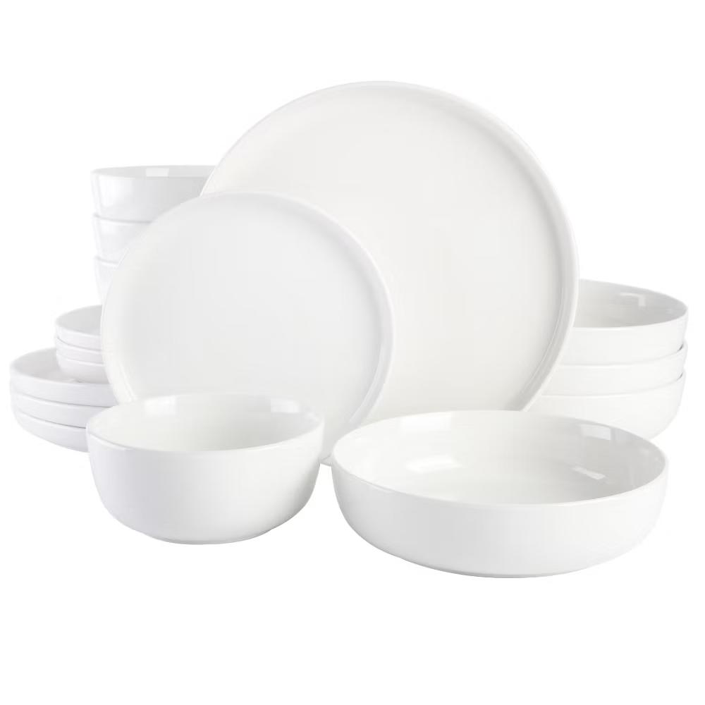 Oslo 16-Piece Porcelain Plates and Bowls Dinnerware Set - Image 29