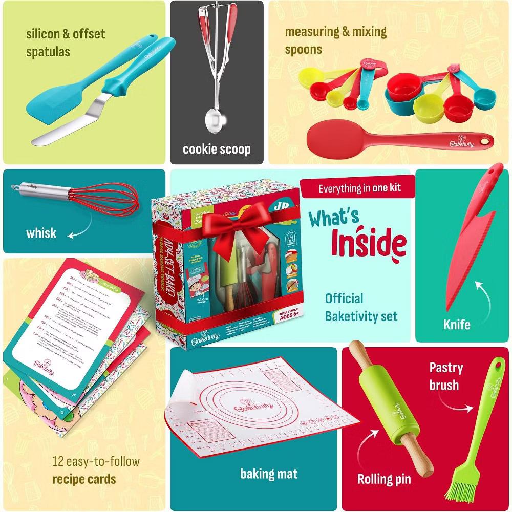 Baketivity 31-Piece Kids Baking Tools Set – Real Cooking Utensils for Children – Safe, Durable, and Fun Kitchen Accessories – Gift for Young Chefs - Image 8