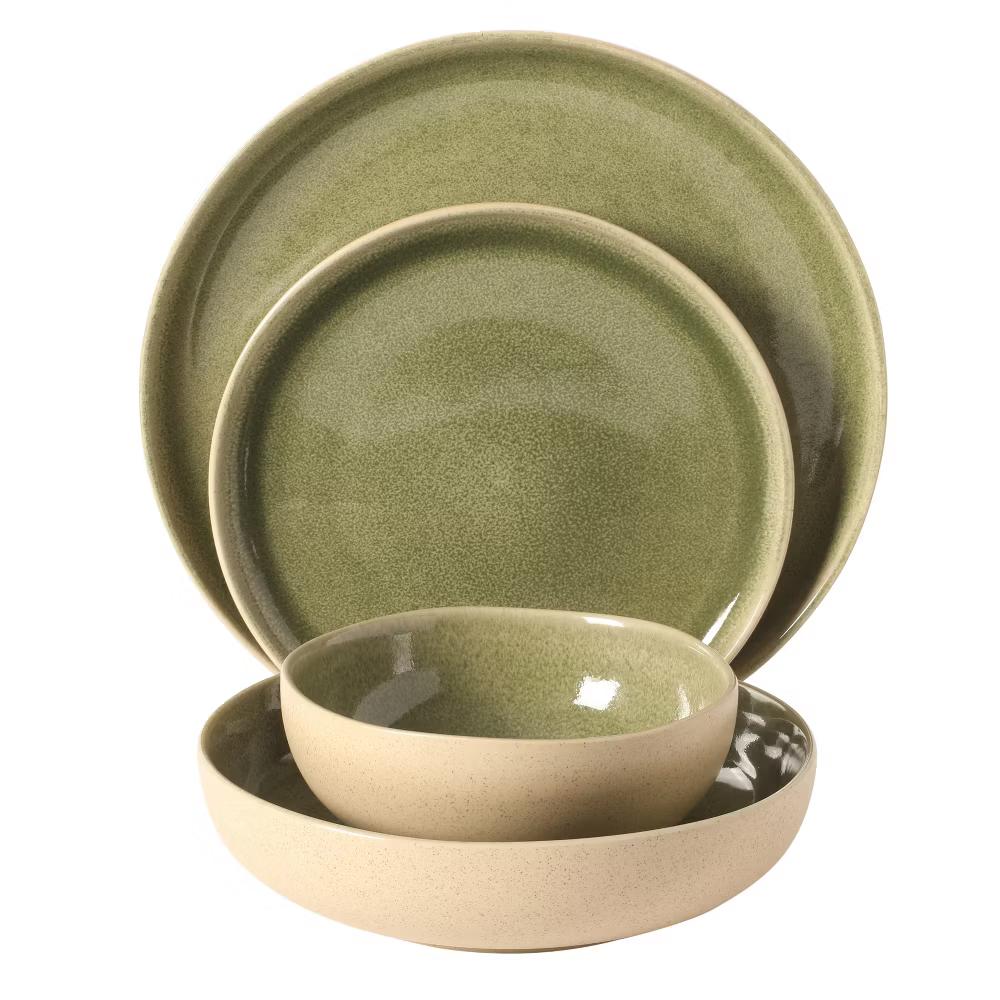 Manila Bay 16-Piece Stoneware Dinnerware Set, Service for 4, Reactive Glaze, Assorted Colors, Modern Artisan Design - Image 6
