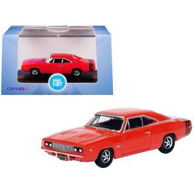 1968 Dodge Charger Bright Red with Black Stripes 1/87 (HO) Scale Diecast Model Car