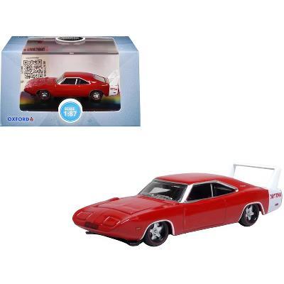1969 Dodge Charger Daytona Red with White Stripe 1/87 (HO) Scale Diecast Model Car