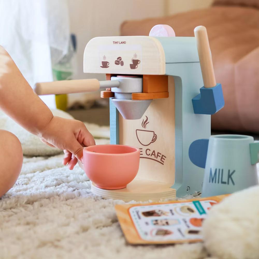 Play Kitchen Accessories – Children’s Coffee Maker: Wooden Kids Play Coffee Maker Set - Image 9