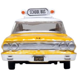1964 Ford Country Station Wagon "Central School Bus" Yellow with White Top 1/87 (HO) Scale Diecast Model Car
